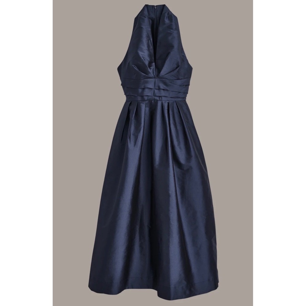New Donna Karan Sleeveless V-Neck Taffeta Midi Cocktail Dress TAFFETA BLUE sz 8 - Picture 6 of 7